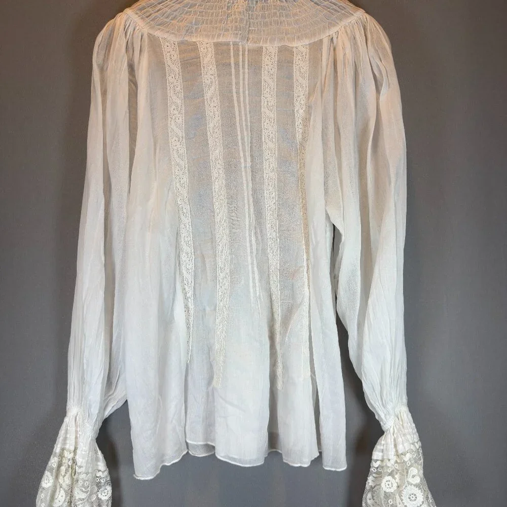 NWT Free People Embroidered Poet Top XS Ivory 100% Cotton Gauze Lace Fairy $168 - Picture 4 of 12